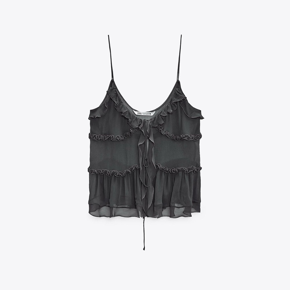 Zara Ruffled Semi-Sheer Top